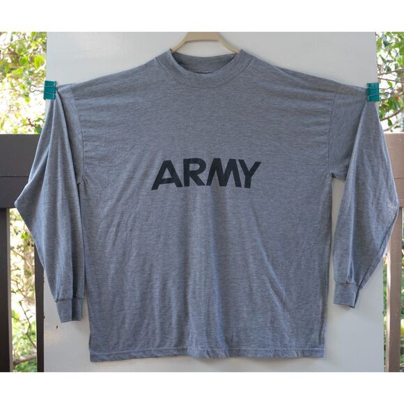 Vintage US Army Turtleneck Long Sleeve T-Shirt Gray Men's Size 2XL - Picture 1 of 7